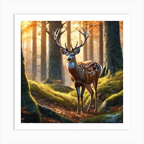 Deer In The Woods 64 Art Print