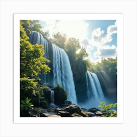 Waterfall In The Forest 16 Art Print