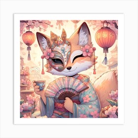 Fox In Kimono 1 Art Print