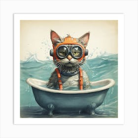 Default Draw Me Funny A Cat Wearing A Snorkel Mask Pretending 2 2 Art Print