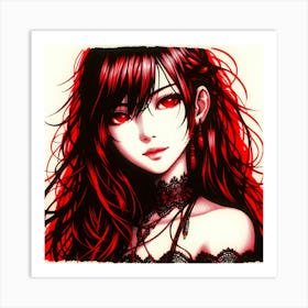 Anime Girl With Red Hair Art Print