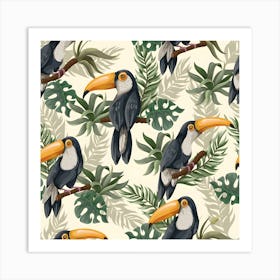 Seamless Pattern With Toucans Art Print