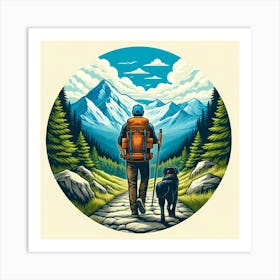 Hiker With Dog Art Print