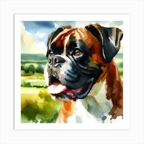 Boxer Dog Watercolor Painting Art Print