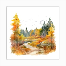 Watercolor Autumn Landscape 18 Art Print