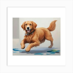 Golden Retriever Running Art Print