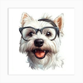 Portrait Of A Dog Wearing Glasses 4 Art Print