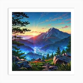 Landscape With Mountains Art Print