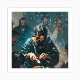 Jesus Eats Art Print