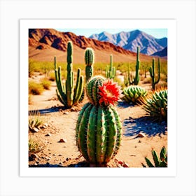 Cactus In The Desert, Flower Art Print