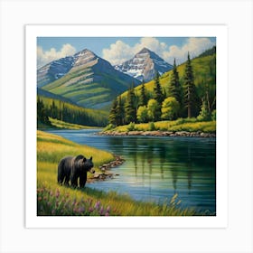 Bear By The River Art Print