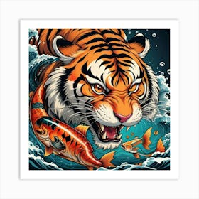 Tiger In The Water Art Print