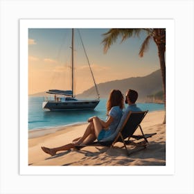 Millionaire Couple On The Beach Art Print