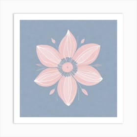 A White And Pink Flower In Minimalist Style Square Composition 284 Art Print