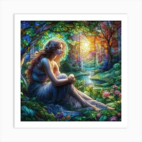 Woman In The Woods Art Print