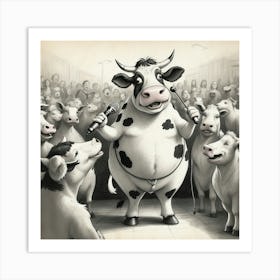 Cow In A Crowd Art Print