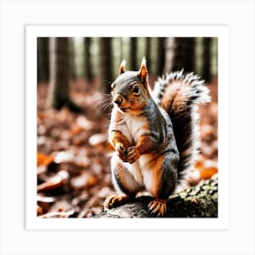 Squirrel In The Forest 10 Art Print