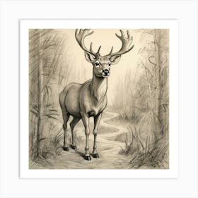 Deer In The Woods 133 Art Print