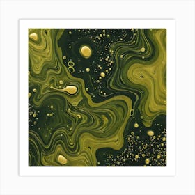 olive gold abstract wave art 18 Art Print