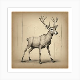 Deer Drawing 15 Art Print