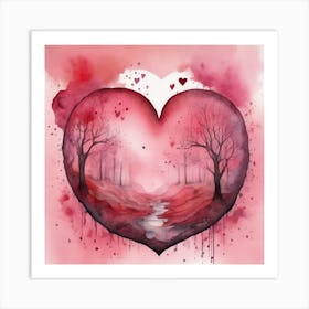Heart With Trees Art Print