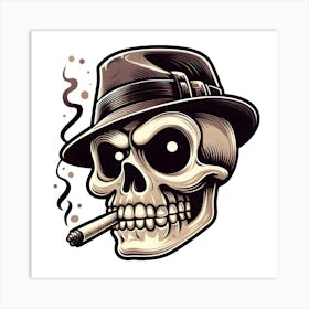 Skull Smoking A Cigarette Art Print