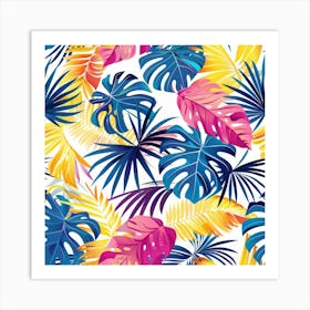 Tropical Leaves Seamless Pattern Art Print