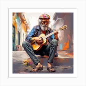 Old Man Playing Guitar 7 Art Print