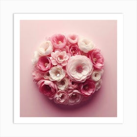 Pink Flowers On A Pink Background Art Print