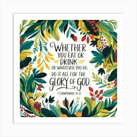 1 Corinthians 10:31, Whatever You Do, Whatever You Do, Glory Of God, Christian Art, God, Plants, Bible Verse, encouragement, Faith Affiche