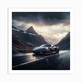 Porsche Cayman Gts in Mountains Art Print