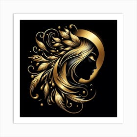 Golden Woman'S Head Art Print