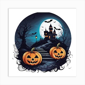 Halloween Pumpkins And Castle Art Print