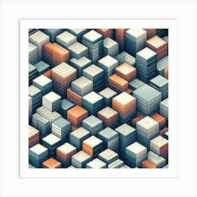 Abstract 3d Cubes 3 Art Print