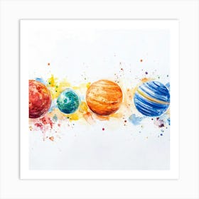 Watercolor Planets Art Print