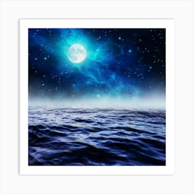 Abstract Dream Astronomy Landscape Celestial Ocean Cloud Halloween Light Moon Full Moon W (24) Art Print