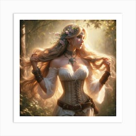 Beautiful Woman In The Woods Art Print