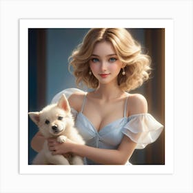 Chinese Girl With Dog Art Print