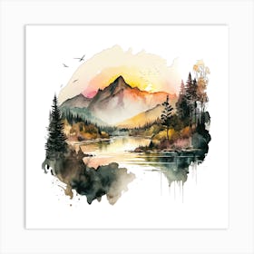 Watercolor Landscape Painting 8 Art Print