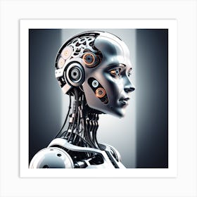 Portrait Of Female Robot 1 Art Print