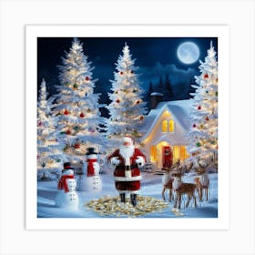 Christmas Scene With Santa Claus 1 Art Print