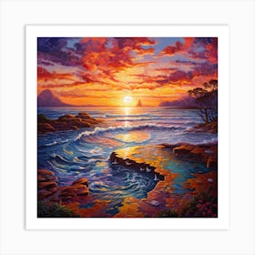 Sunset Over The Ocean 6 Art Print