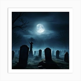 Graveyard At Night 29 Art Print