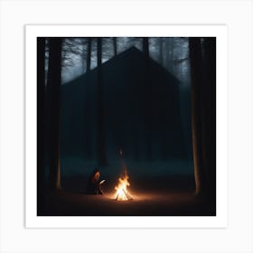 Woman By A Campfire Art Print