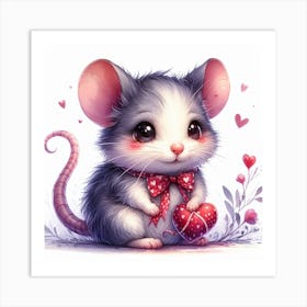 Mouse cub Valentine's day 2 Art Print