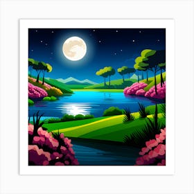 Landscape At Night Art Print