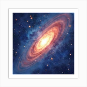 Radiant Cosmic Scene In Watercolor With Luminous Stars 1 Art Print