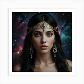 Beautiful Woman In Space Art Print