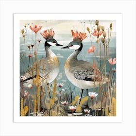 Bird In Nature Grebe 2 Art Print