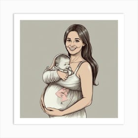 Pregnant Woman Holding Baby Art Print